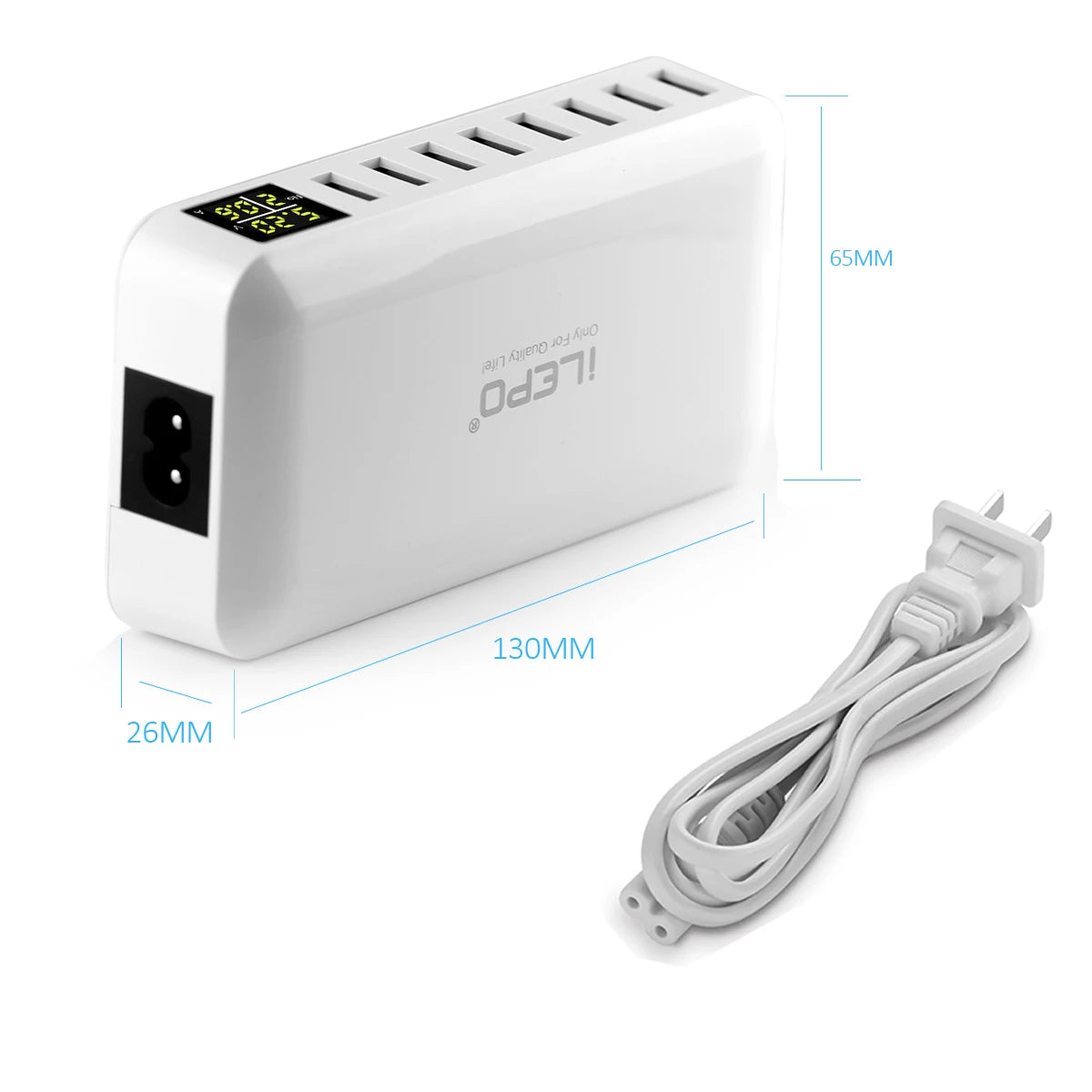 60W 8 Port USB Charger rapide QC3.0 Hub Smart Charge Quick Affichage LED Multi USB Station de chargement de téléphone mobile Hometop Home