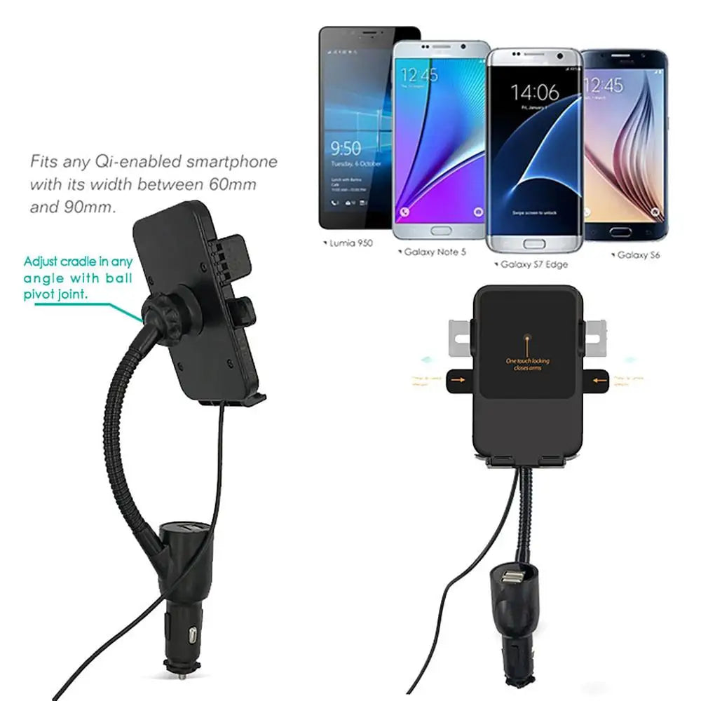Double USB Smart Fast Charger Car Car Wireless Charge Universal Navigation Navigation Mobile Phone Bracket Stand pour iPhone Samsung Huaw