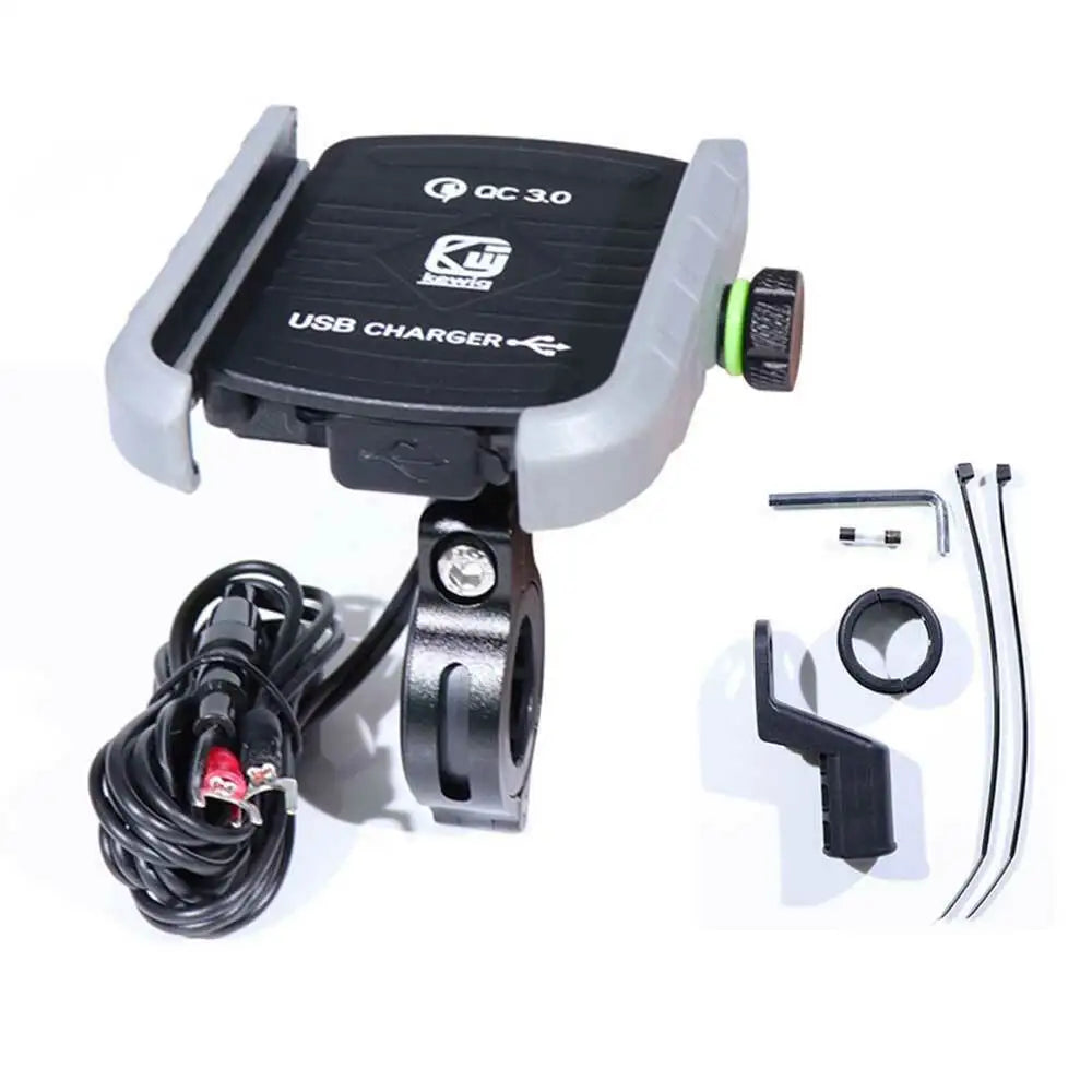 Motorcycle Bicycle Phone Portez avec USB Charger Bracket Fast Grodbar pour la voiture GPS Motorbike Stop pour un téléphone mobile de 3,5 à 7 pouces