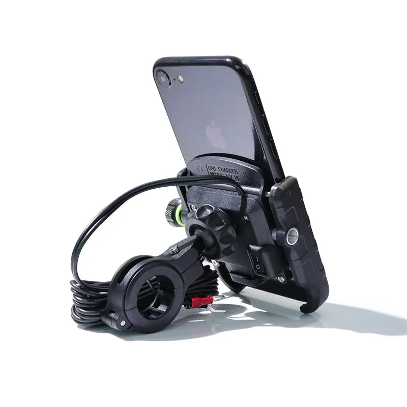 Motorcycle Bicycle Phone Portez avec USB Charger Bracket Fast Grodbar pour la voiture GPS Motorbike Stop pour un téléphone mobile de 3,5 à 7 pouces