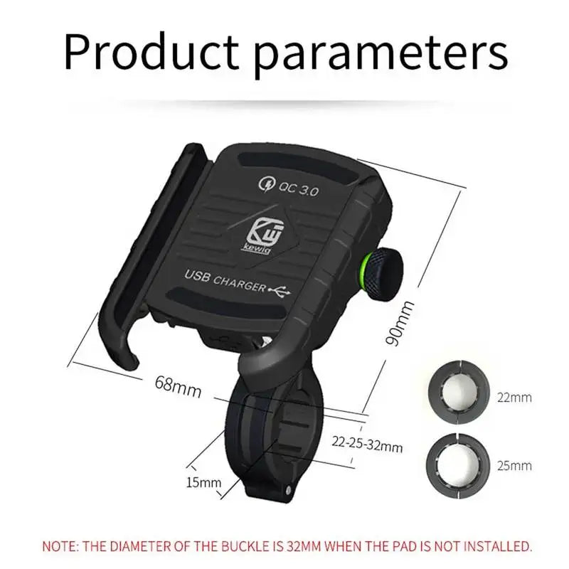 Motorcycle Bicycle Phone Portez avec USB Charger Bracket Fast Grodbar pour la voiture GPS Motorbike Stop pour un téléphone mobile de 3,5 à 7 pouces