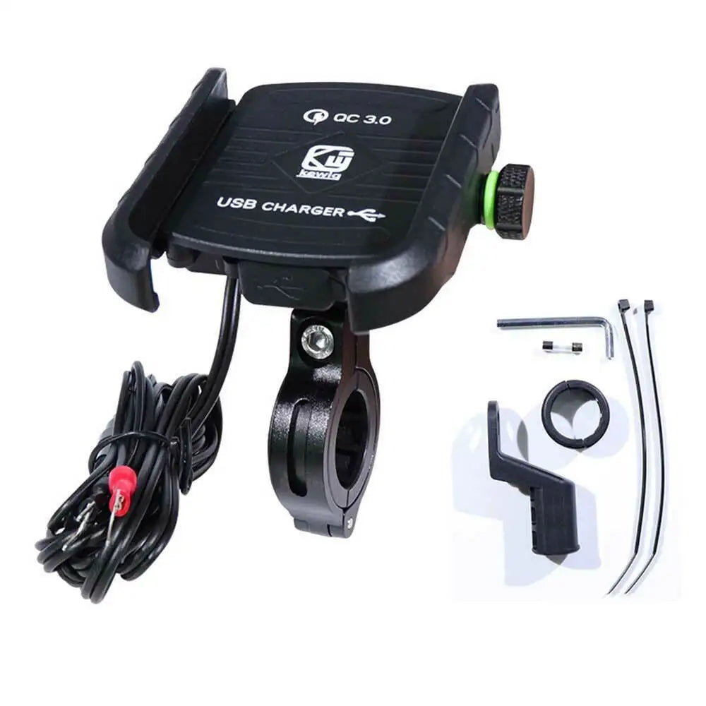 Motorcycle Bicycle Phone Portez avec USB Charger Bracket Fast Grodbar pour la voiture GPS Motorbike Stop pour un téléphone mobile de 3,5 à 7 pouces