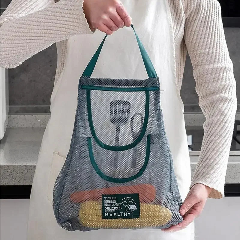 Portable PVC Mesh Storage Bag Reusable Fruit and Vegetable Kitchen Accessories Washable Handbag