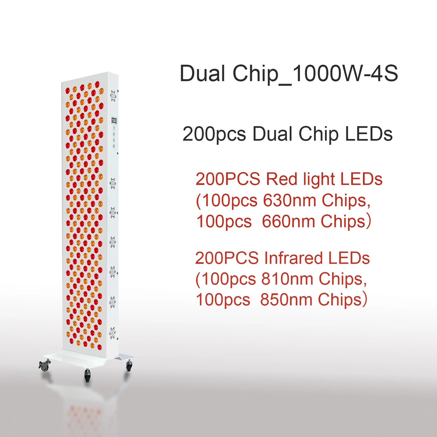 Panneau de thérapie rouge à double puce lampe 630 nm 660 nm près de la thérapie infrarouge Lumière 810 nm 850 nm Dispositifs de beauté LED pour le visage et le corps