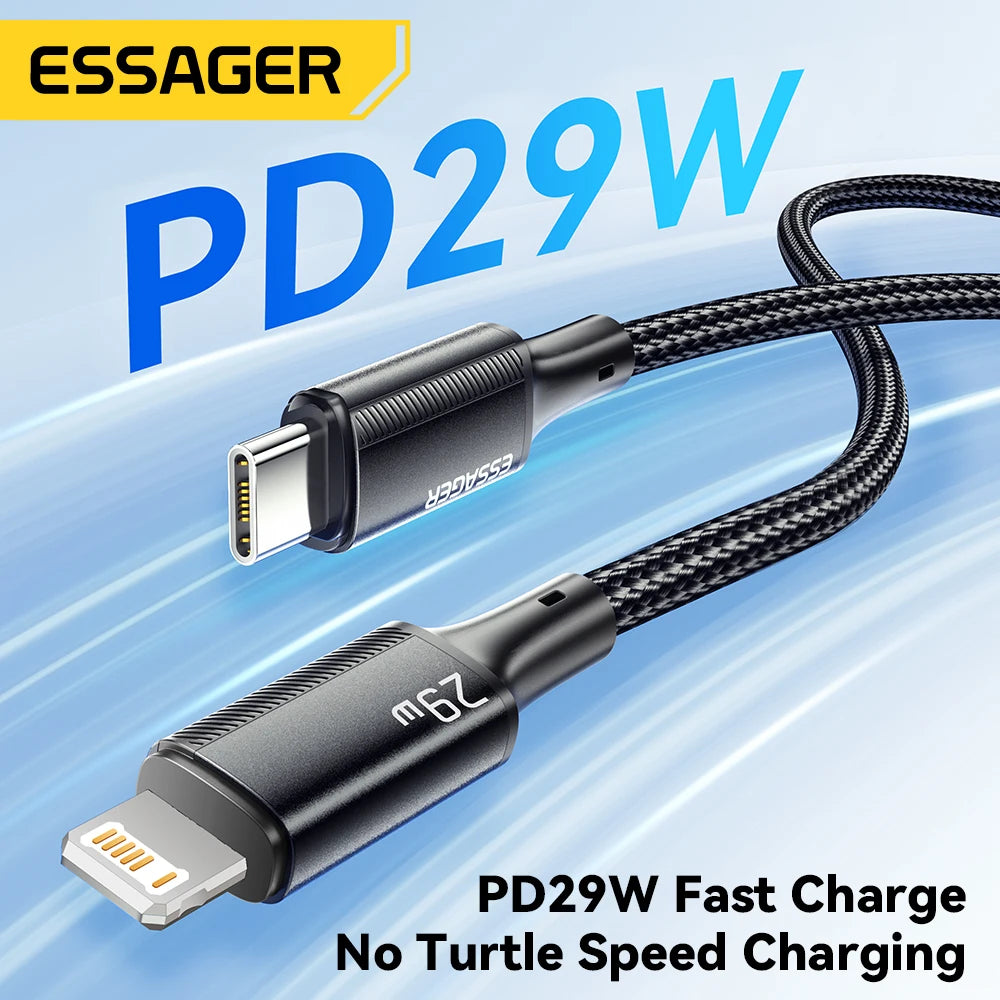 Essager USB C Câble pour iPhone 14 13 12 11 Pro Max 8 plus 20W Câble de charge rapide Type C à l'éclairage Date Fire pour iPad MacBook