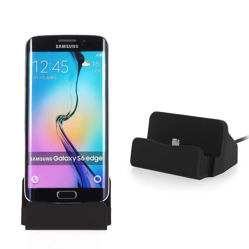 Téléphone Station de chargement Docktop Desktop Téléphone Base de chargement 2-en-1 Mini Stand pour les accessoires de téléphone mobile Micro USB Type-C