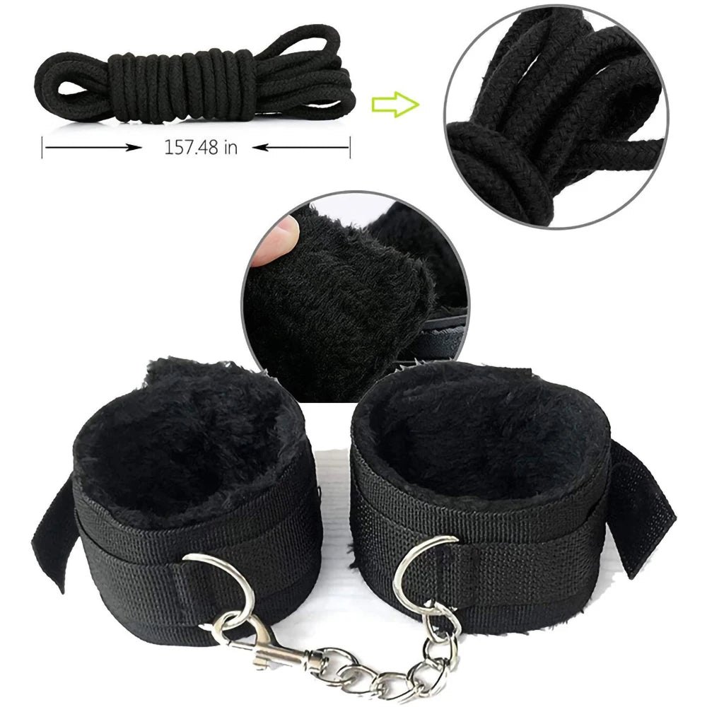 Toys Sex Toys BDSM Kits de bondage véritables retenus en cuir menottes Collier Gag Vibrateurs Toys Sex pour femmes couples Adultes Games