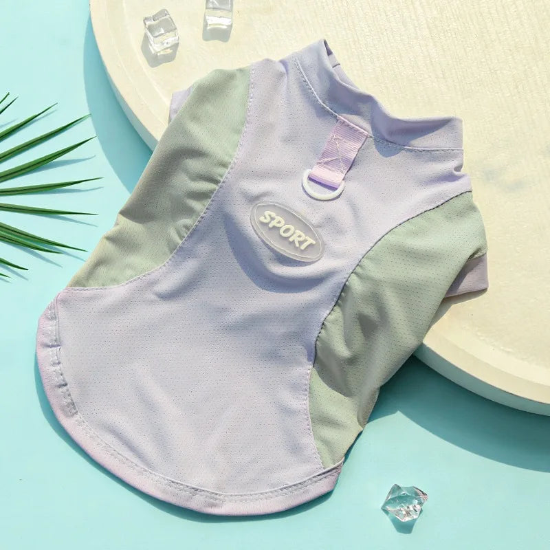 Refroidissement glace Silk Summer Chog Clothing Outdoor UV Protection Pet Cat Cat T-shirt Salles de sports secs rapides pour petit chiot moyen