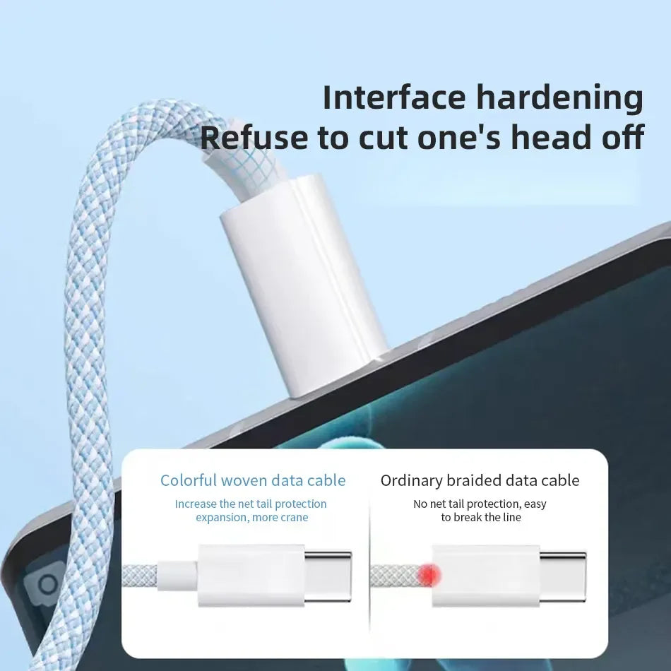 1,2m/2m/3m 66W 3 en 1 Câble de charge rapide 2 en 1 Câble USB de type C 6A Données Câble du chargeur rapide pour Huawei Xiaomi Samsung
