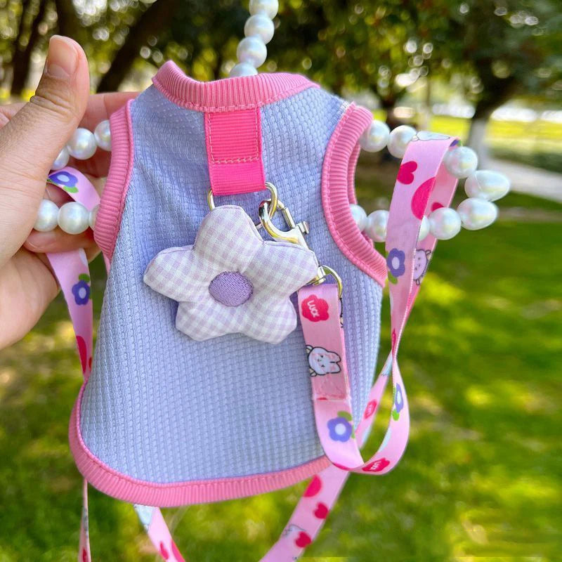 Vest de chien d'été Vêtements de chiot avec anneau D. Vêtements pour chiens de crème solaire Gilet pour animaux de compagnie mignon pour les petits chiens Vêtements pour animaux de compagnie