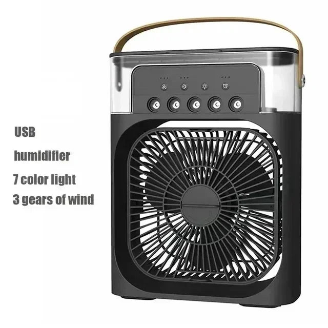 Accueil - Climatiseur d'air de ventilateur portable convivial: 3 - IN - 1 conception avec humidificateur USB électrique LED de nuit