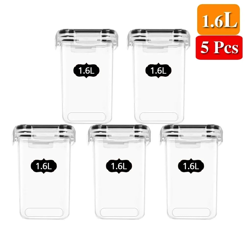 Food Storage Containers Kitchen Organizer and Storage Container with Lids Refrigerator Noodle Box Tank Sealed Cans 5Pcs Set
