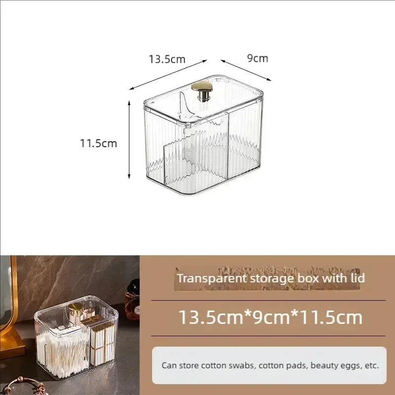 Acrylic Swabs Cosmetic Organizer Storage Box Desktop Dust-Proof Makeup Removal Cotton Lipstick Cosmetics Organization Holder