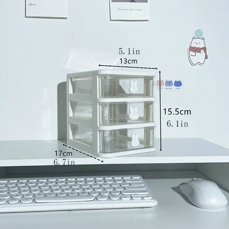 Multifunctional Desktop Storage Drawer Box with Pen Holder and Hair Accessories Storage Rack, Multi-layer Jewelry Box