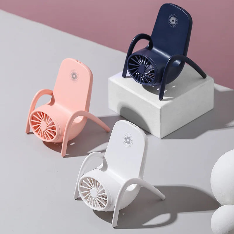 2022 New Mini USB Cartoon Charging Mini Desktop Fan Phone Holder Bracket With Breathing Light