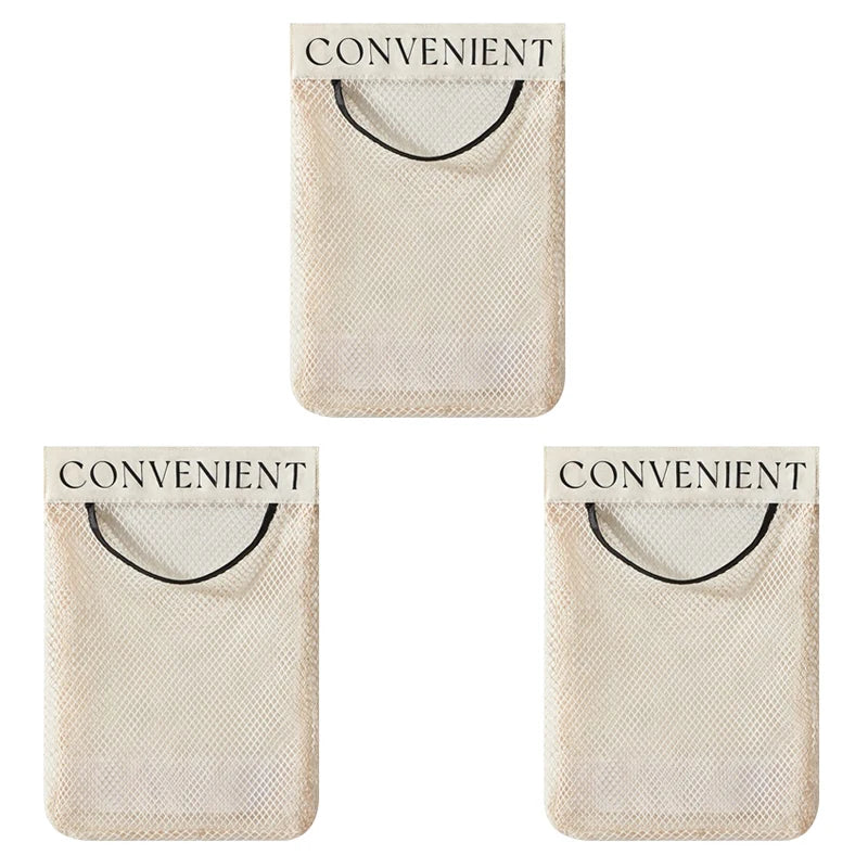 Plastic Bag Holder Elastic Mesh Garbage Bag Organizer Reusable Bag Dispenser Door Hanging Storage for Kitchen Organization