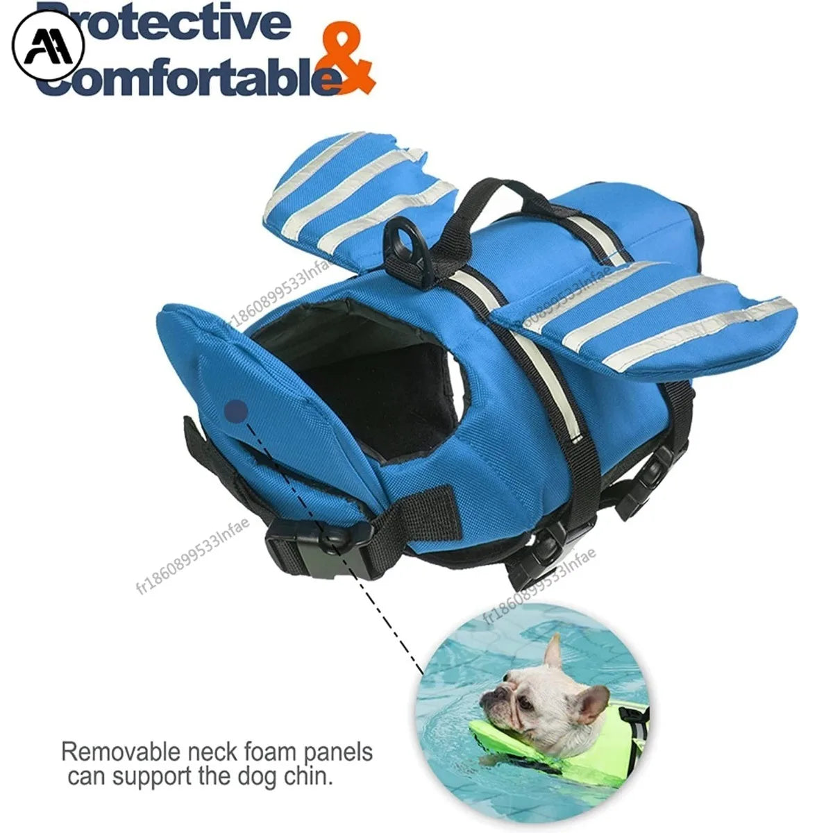 Dogs Life Jacket with Chin Float Oxford Breathable Adjustable Swimming Vests with Reflective & Rescue Handle for Most Sizes Dogs