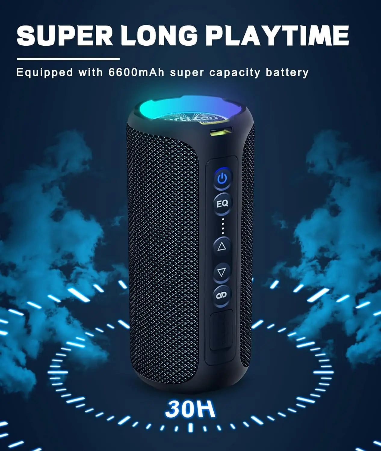 Ortizan Bluetooth Enceintes 40W Bass de basse améliorée portable en extérieur sans fil 30hrs IP7 Tre-shorre de douche imperméable Bluetooth 5.3