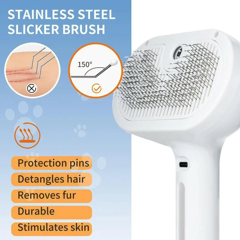 Brosse de massage à la vapeur pour animaux de compagnie, peigne de chien avec épilation à la cheveux et dents douces, pinceau de toilettage sûr pour chiens Accessoires de nettoyage des chats