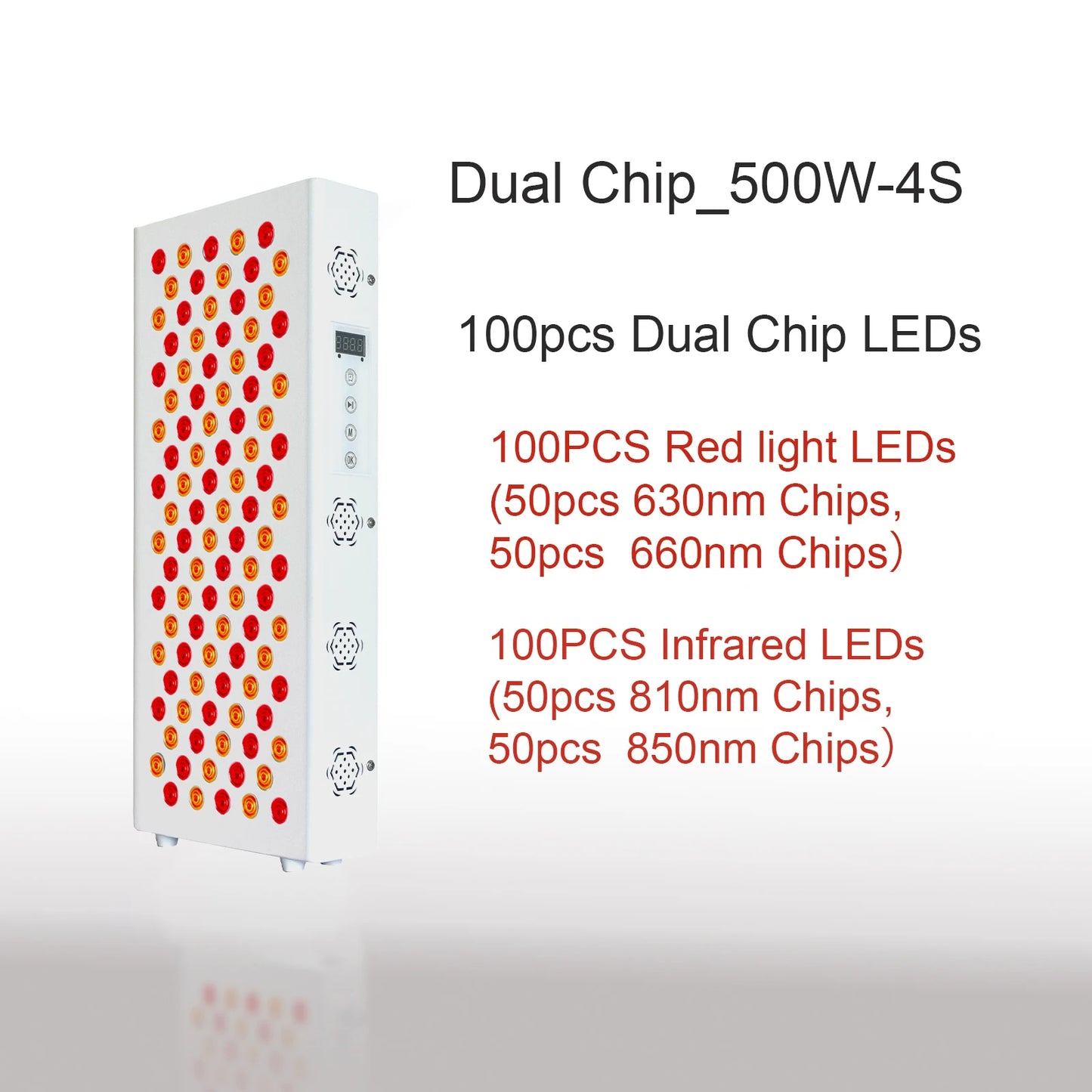 Panneau de thérapie rouge à double puce lampe 630 nm 660 nm près de la thérapie infrarouge Lumière 810 nm 850 nm Dispositifs de beauté LED pour le visage et le corps