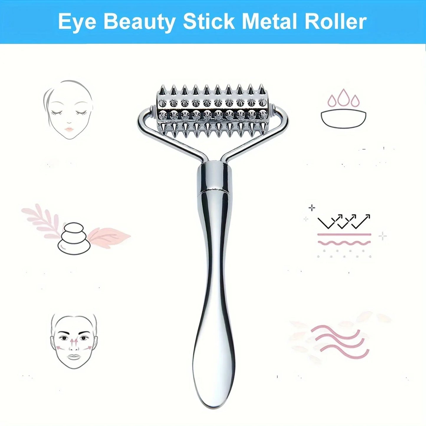 Masseur pour le visage Full Body Beauty Spa Skin Care Tools Acupressure Masser en acier inoxydable Massage du visage Rouleau Gua Sha Tool