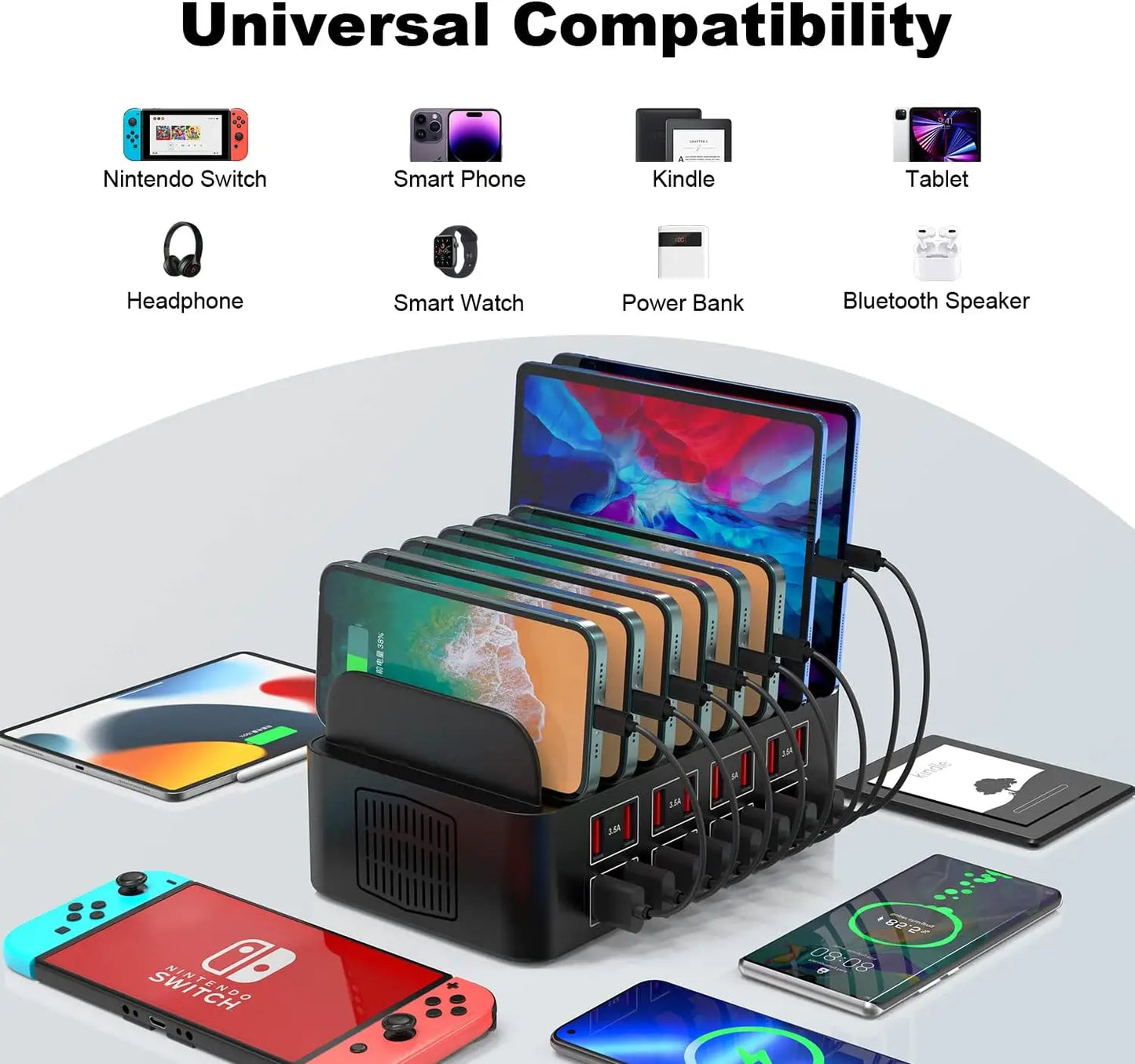 150W Universal Multi USB Charger 16 Port 3.5A USB Fast Charging Station Stand pour iPad iPhone 14 13 Samsung S22 Xiaomi Tablet