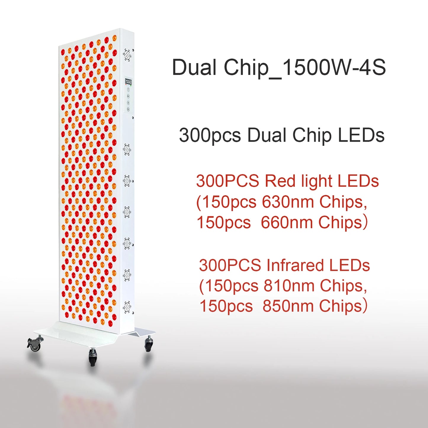 Panneau de thérapie rouge à double puce lampe 630 nm 660 nm près de la thérapie infrarouge Lumière 810 nm 850 nm Dispositifs de beauté LED pour le visage et le corps