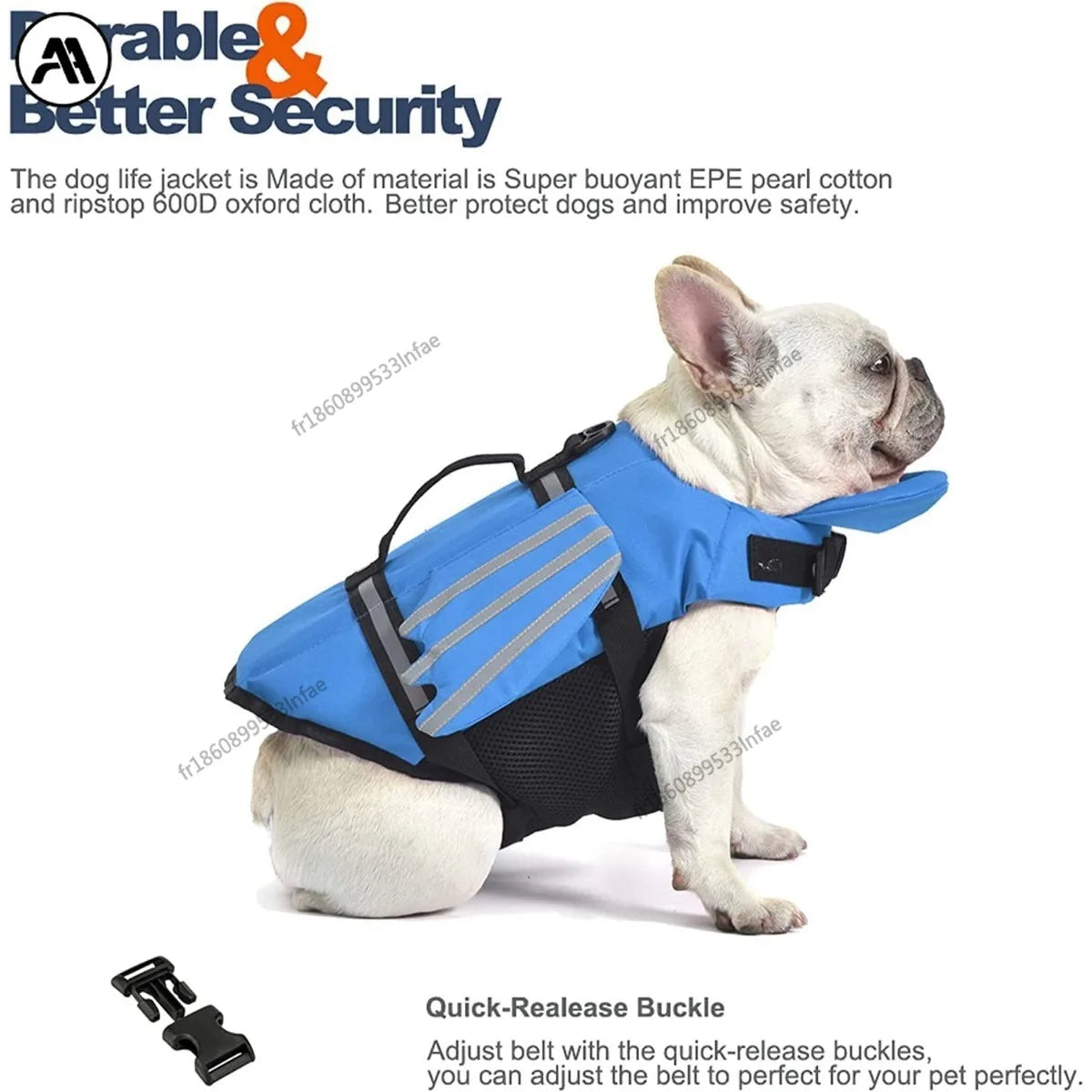 Dogs Life Jacket with Chin Float Oxford Breathable Adjustable Swimming Vests with Reflective & Rescue Handle for Most Sizes Dogs