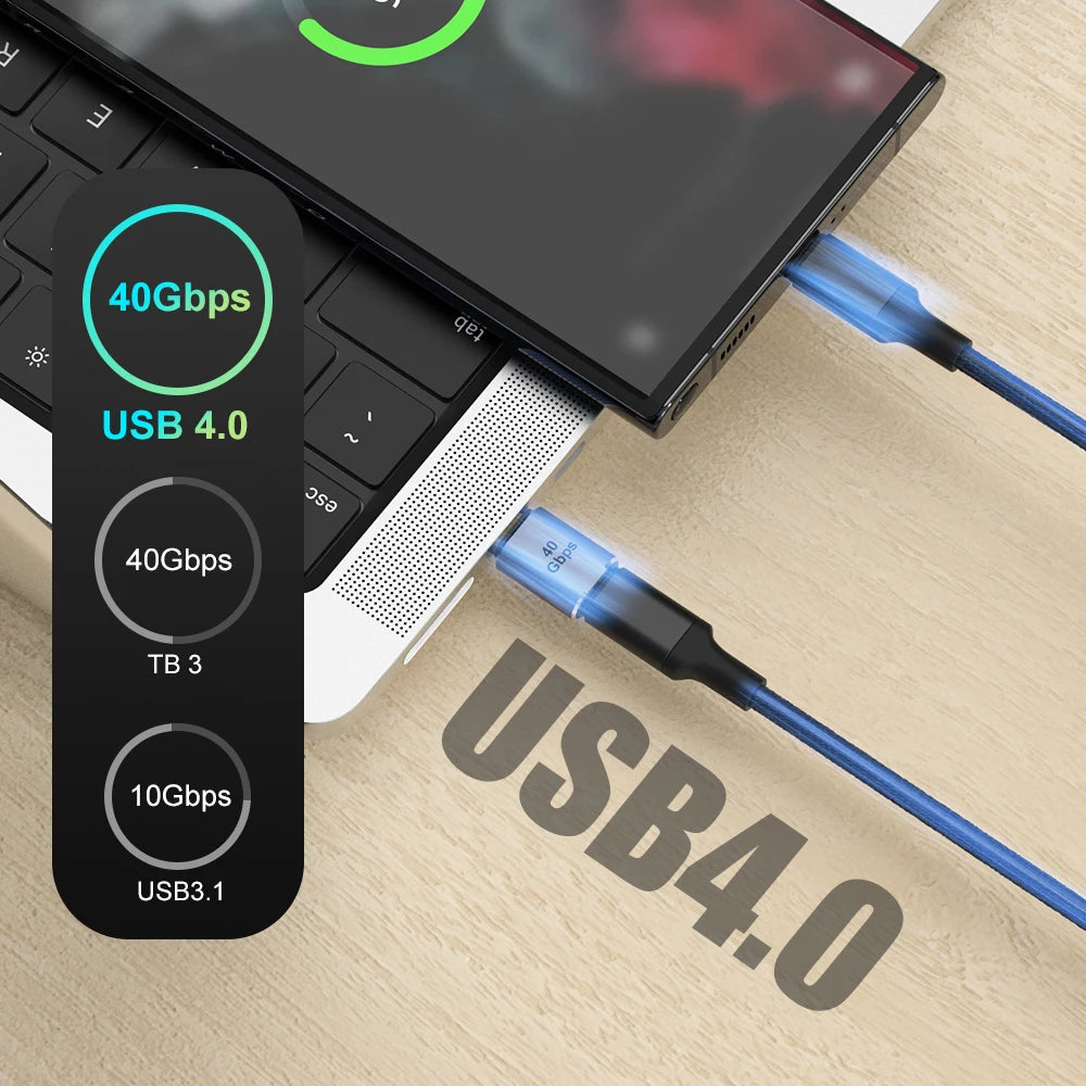 PD 100W USB 40 Gbps Terrain de données USB 4.0 Thunderbolt 4 Type C Male vers le connecteur féminin Extenseur pour les ordinateurs portables du téléphone mobile