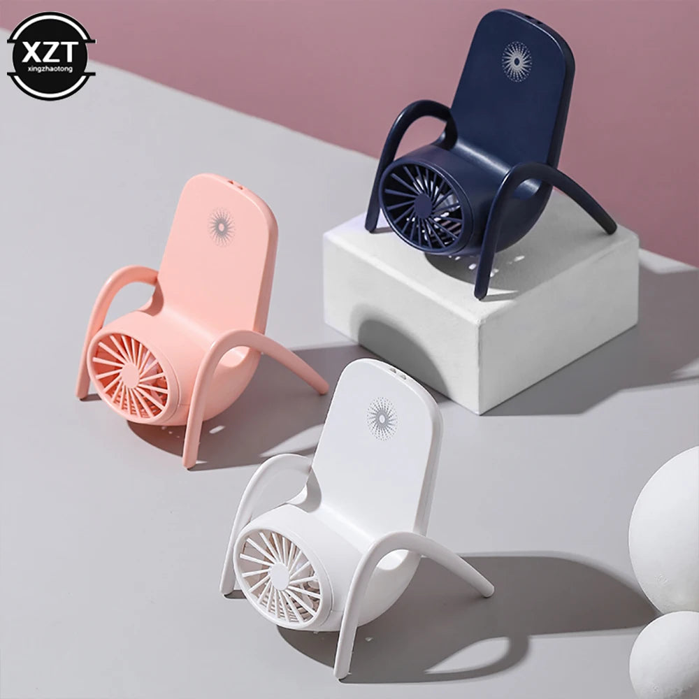 2022 Nouveau support de téléphone Small ventilateur avec lampe respiratoire Mini Mini Chaise de charge USB Ventilateur portable avec porte-téléphonie