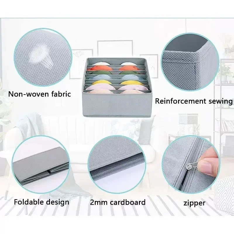 Foldable Lingerie Organizer Bra Underwear Socks Drawer Closet Storage Box Space Saving Easy Assembly