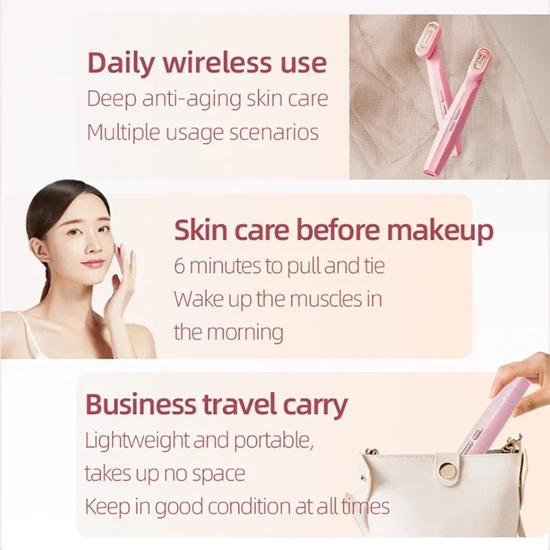 360 ° Face Eey Beauty Care Device Microcurrent 4 in1 Bleu rouge Light Facial Louting Wand Eye Massageur Skin Restanding Anti Wrinkle