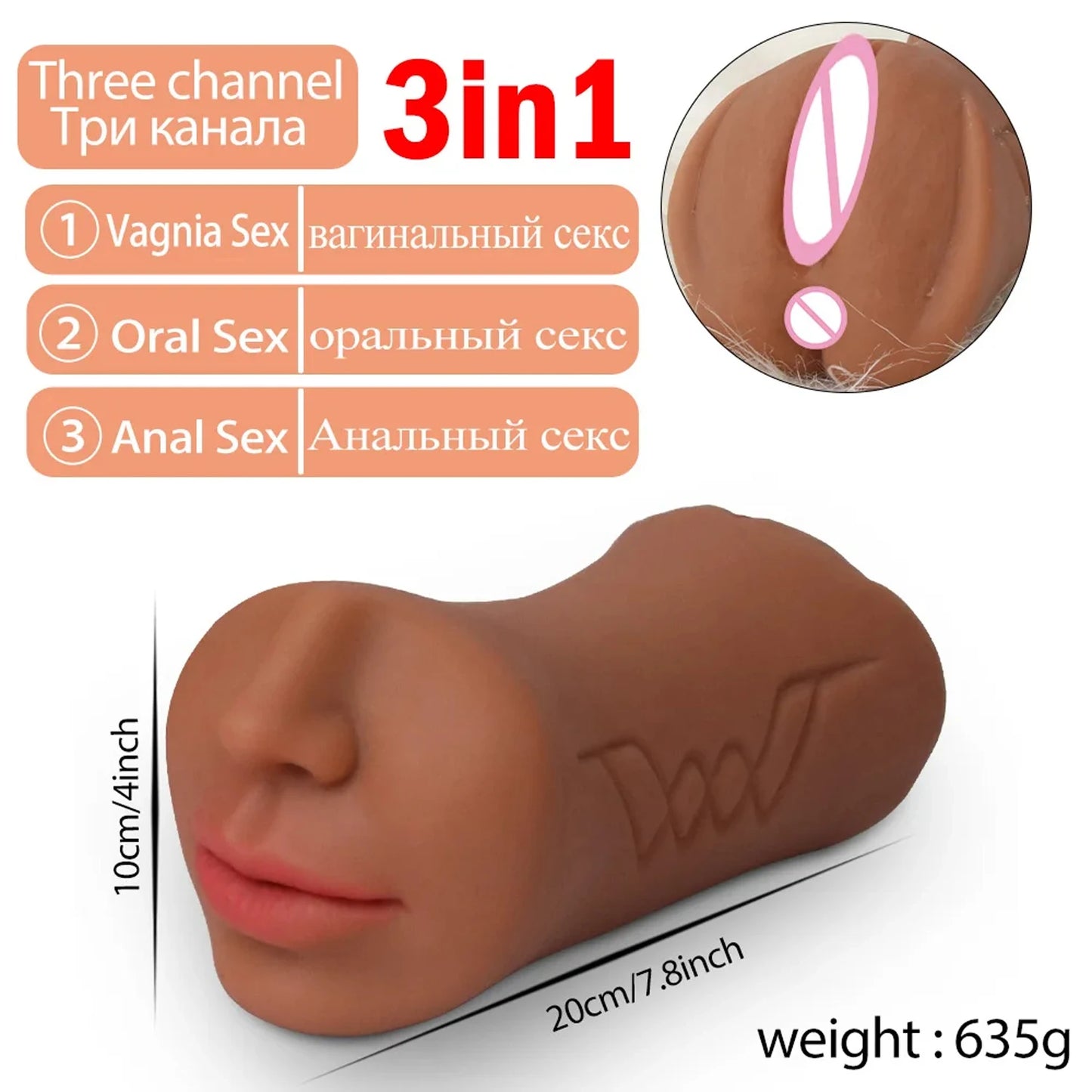 3IN1 Band dents bouche Vagin anal plug masturbator mâle tasse de gorge profonde Silicone Dildo déplace la masturbation plaisir Toys for Men
