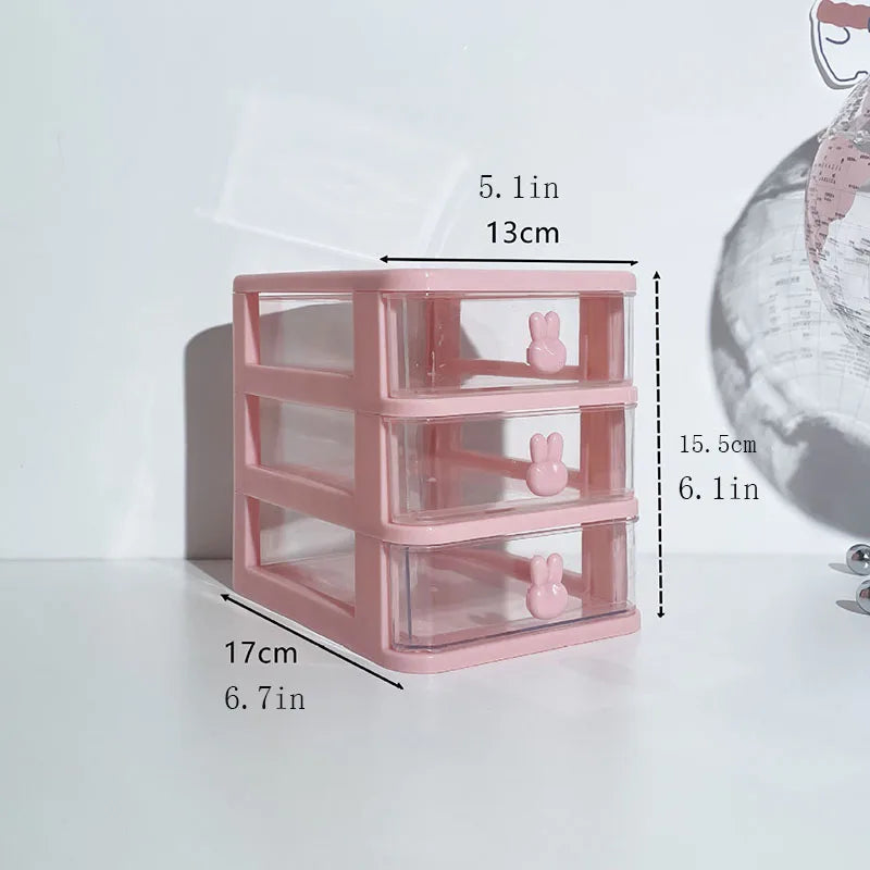 Multifunctional Desktop Storage Drawer Box with Pen Holder and Hair Accessories Storage Rack, Multi-layer Jewelry Box