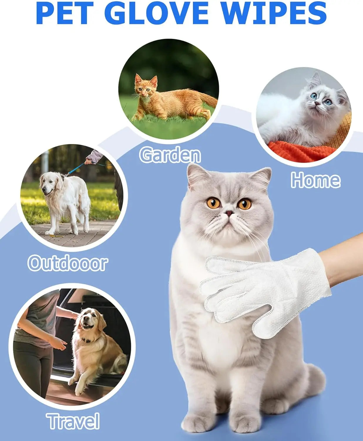 Glants de lingettes de nettoyage pour chien et chat, lingettes de baignade pour animaux