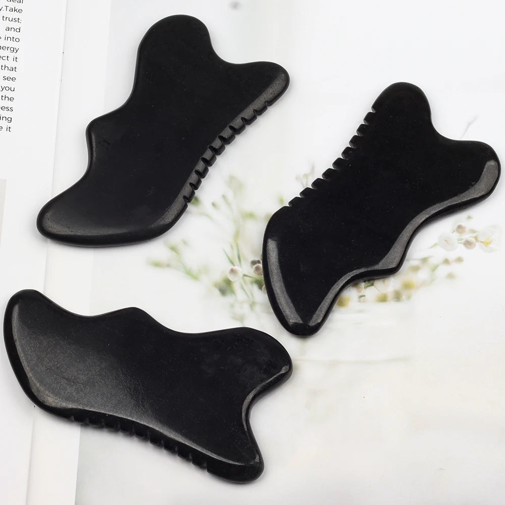 Nouveau style Bian Shi Sawtooth Gua Sha Tool Black Stone Beauty Produit Face Massage Skin Head Head Health Care Massageur