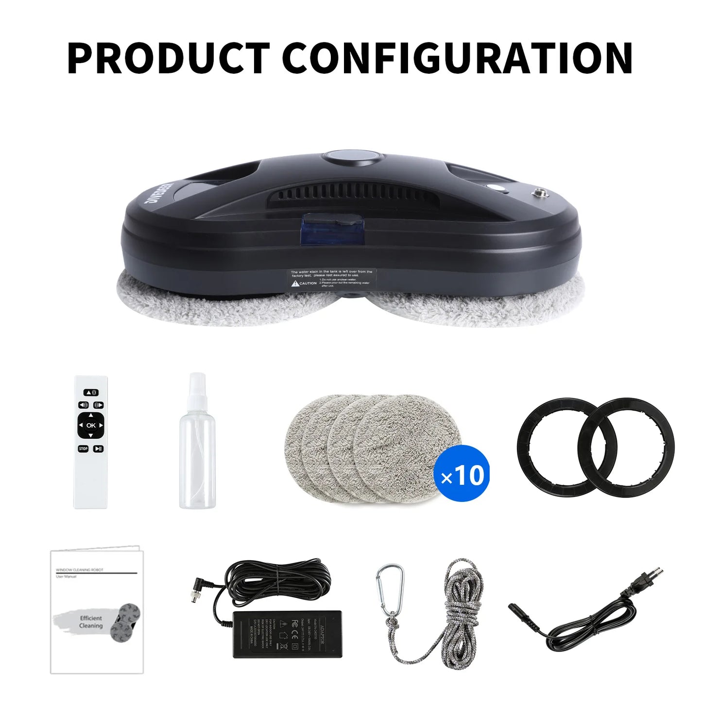 Diviser la fenêtre de pulvérisation automatique de la maison blanche/noire Nettoyage Robot Intelligent Wipe Single Spray Spray High-Hise Large Area Fenêtre