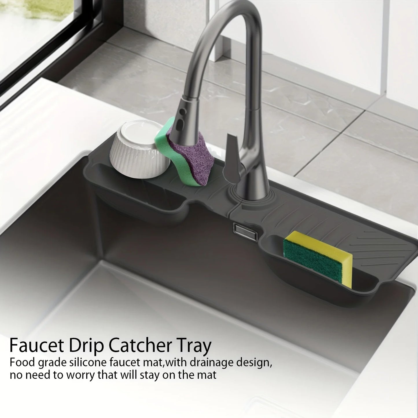 Silicone Sink Splash Guard Waterproof And Mildew-Proof Mat Draining Organization Plate For Kitchen Sink Storage Accessory Tools