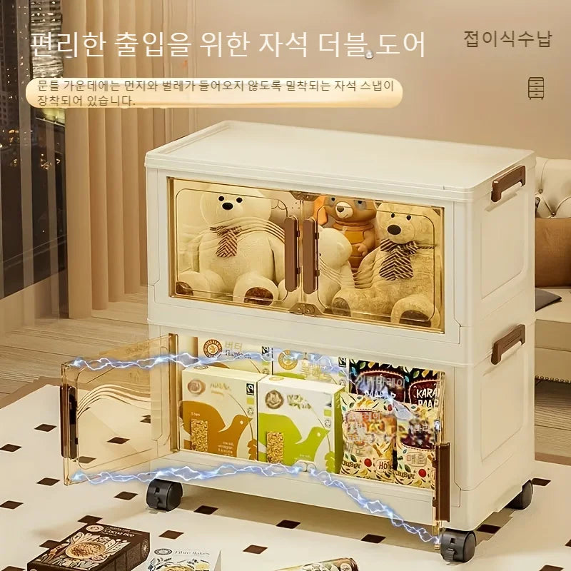 Boîte de rangement pliable avec porte claire - spacieuse, durable et facile à assembler - idéal pour organiser des vêtements, des livres, des jouets et