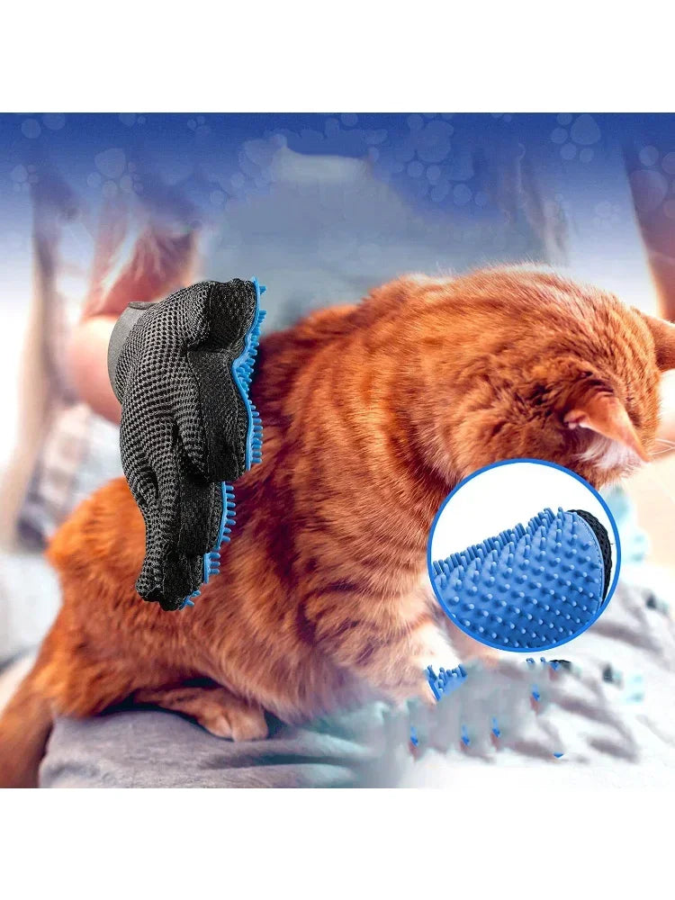 Kit de toilettage pour animaux de compagnie pour chien chat lapin fourrure 2 filières de toilettage de brosse de brosse nettoyage gant gant dehedding dématant les poils d'animaux