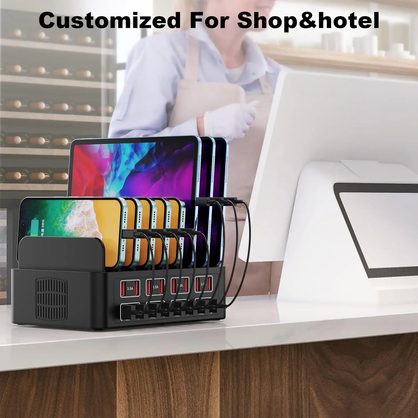 150W Universal Multi USB Charger 16 Port 3.5A USB Fast Charging Station Stand pour iPad iPhone 14 13 Samsung S22 Xiaomi Tablet