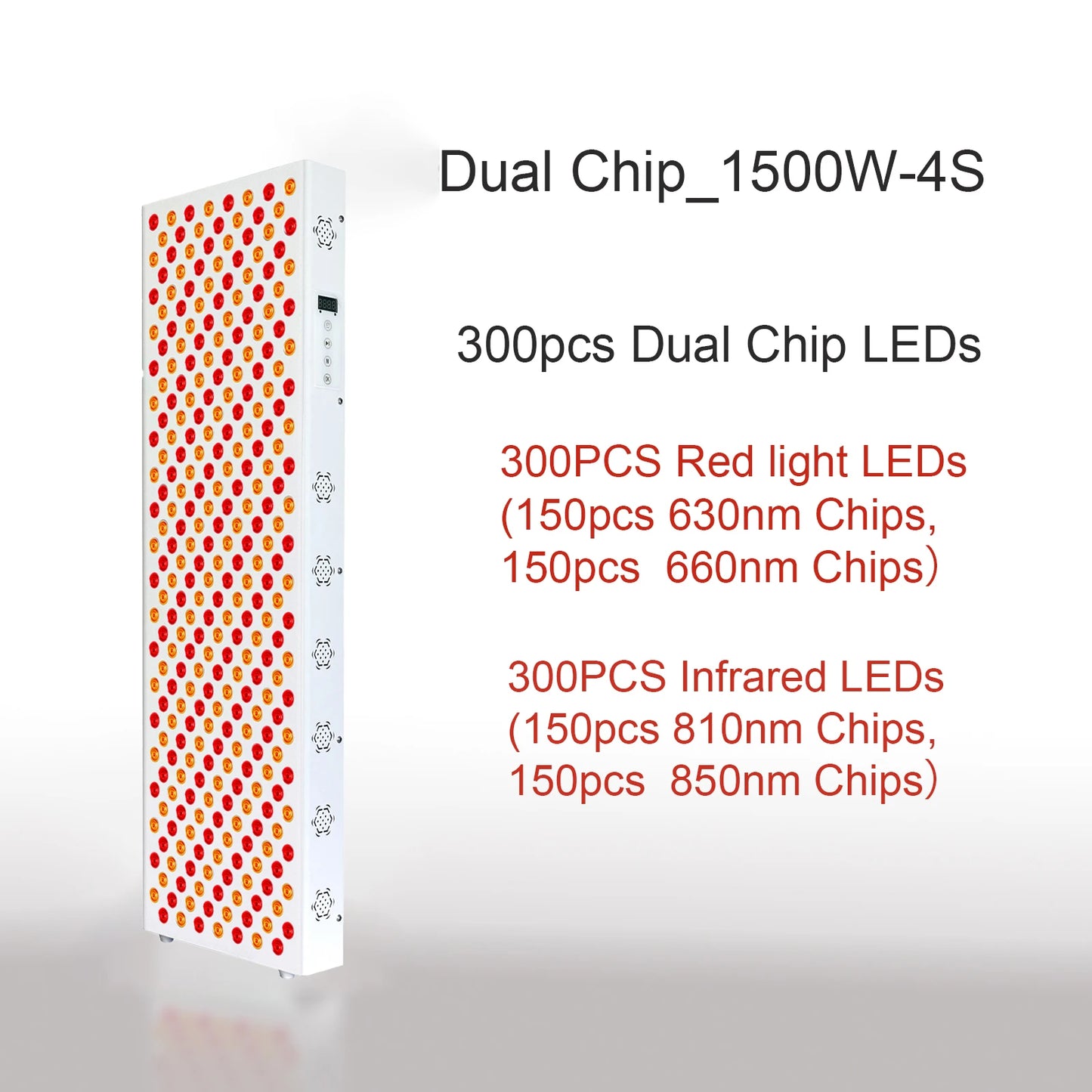 Panneau de thérapie rouge à double puce lampe 630 nm 660 nm près de la thérapie infrarouge Lumière 810 nm 850 nm Dispositifs de beauté LED pour le visage et le corps
