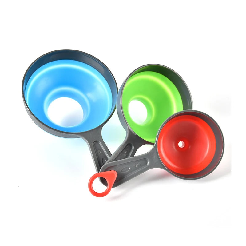3Pcs/Set With 3 Size Kitchen Funnel Silicone Folding Telescopic Funne Powder Liquid Wide Mouth Jam Funnel Kitchen Utensils