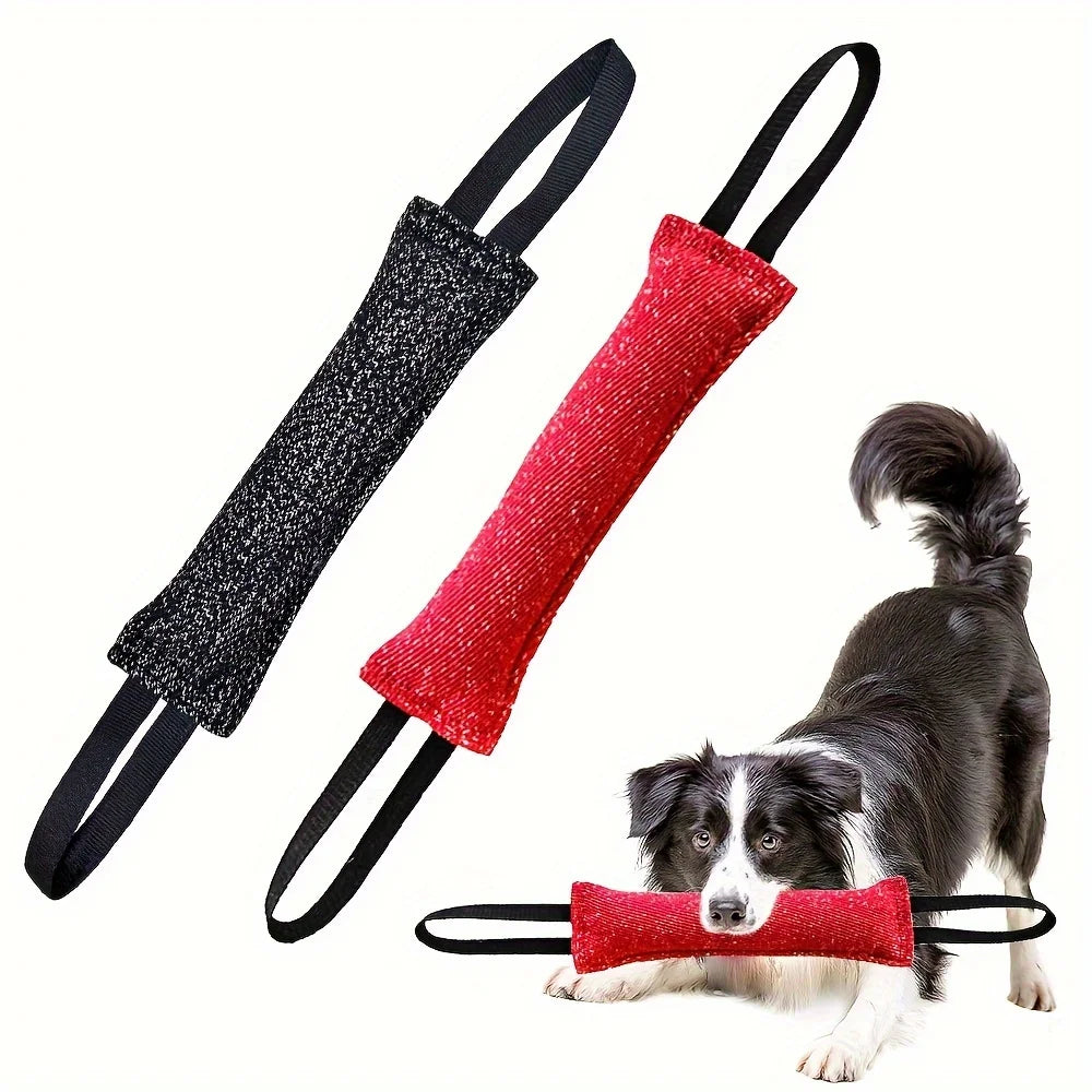 Dog Training Bite Stick Double Handle Interactive Toy Teeth Grinding Dog Training Stick Pet Dog Training Jute Sleeve Dog Toys