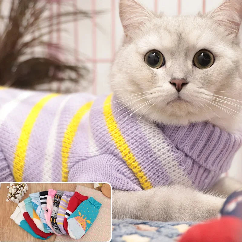 Fashion Winter Cat Sweater Gilet Sphynx Cat Vêtements pour chats Vêtements de Noël Vêtements d'animaux Kedi Katten Pullover Ropa Para Gatos