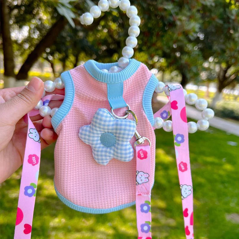 Vest de chien d'été Vêtements de chiot avec anneau D. Vêtements pour chiens de crème solaire Gilet pour animaux de compagnie mignon pour les petits chiens Vêtements pour animaux de compagnie