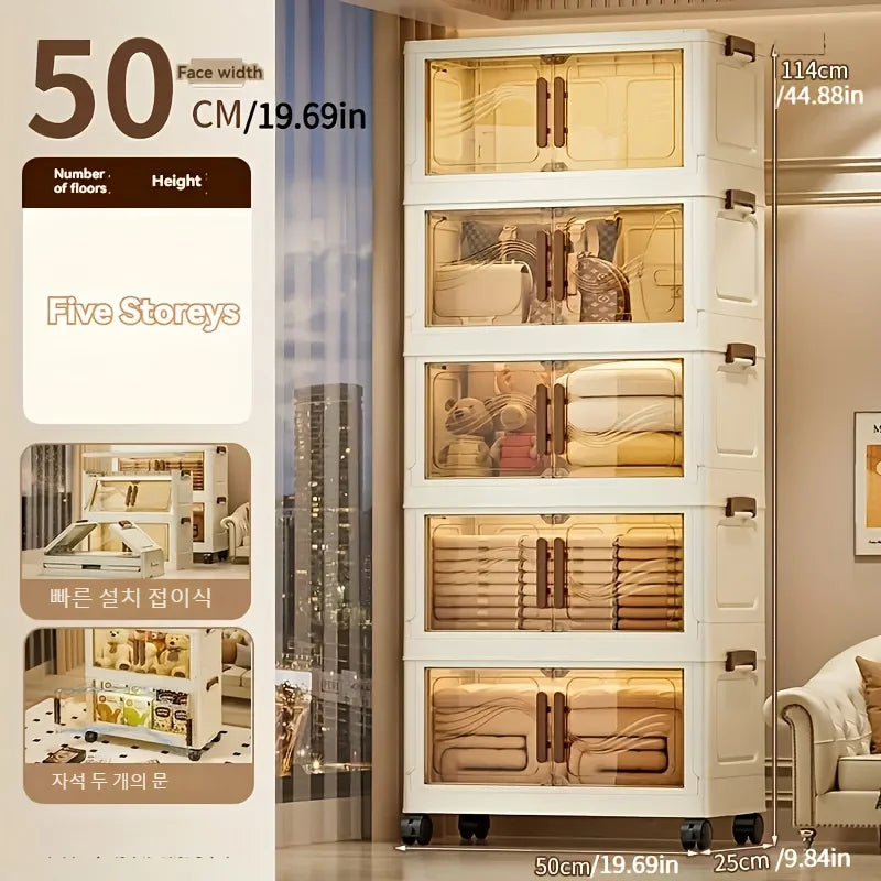 Boîte de rangement pliable avec porte claire - spacieuse, durable et facile à assembler - idéal pour organiser des vêtements, des livres, des jouets et