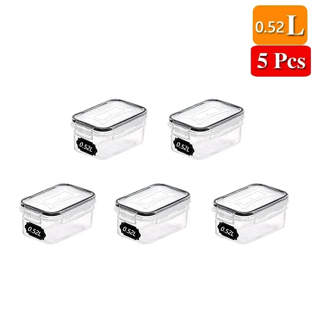 Food Storage Containers Kitchen Organizer and Storage Container with Lids Refrigerator Noodle Box Tank Sealed Cans 5Pcs Set