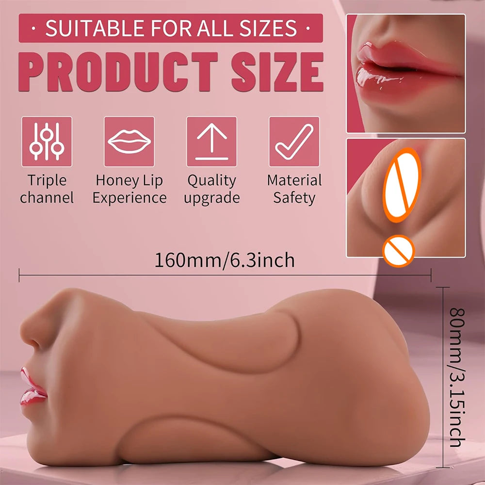 3IN1 Band dents bouche Vagin anal plug masturbator mâle tasse de gorge profonde Silicone Dildo déplace la masturbation plaisir Toys for Men