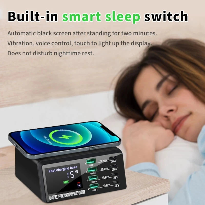 Chargeur sans fil 110W 8 ports USB Téléphone Chargers Station de charge rapide QC3.0 PD3.0 Charge rapide pour iPhone 14 13 Xiaomi Samsung